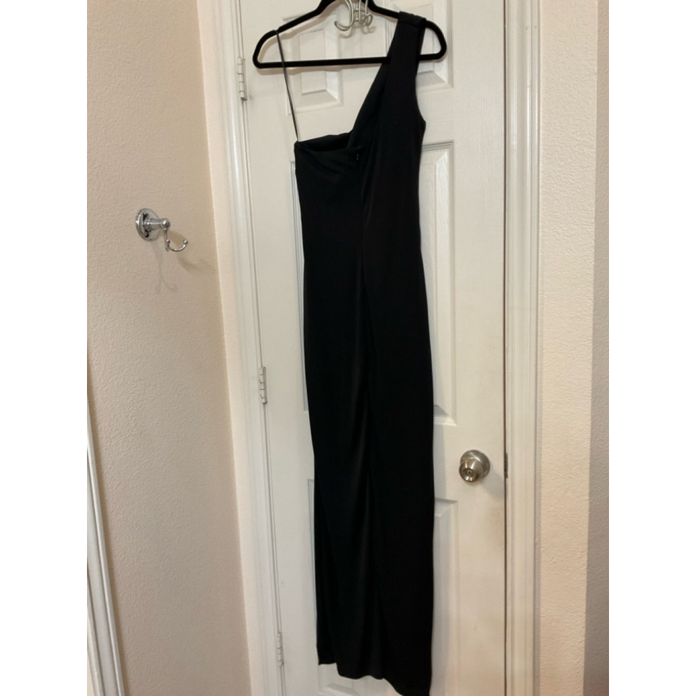 $346 Maria Bianca Nero Black Kerri One-Shoulder Gown black size 8 - Picture 4 of 8
